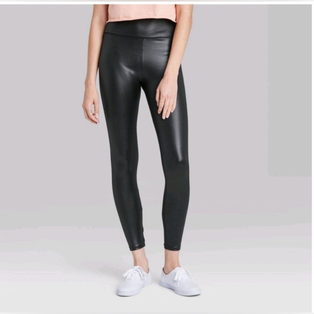 Wild Fable Shiny Black High Waisted Liquid Leggings